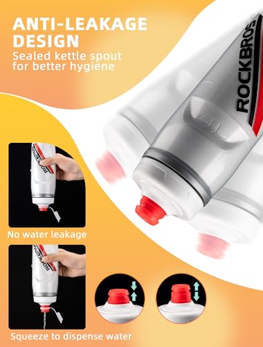 ROCKBROS Bike Water Bottle, 21oz Insulated Cycling Squeeze Bottle - color: White