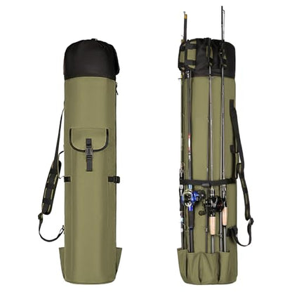 Fishing Rod Bag Fishing Rod Case, Durable Folding 900D Oxford Fabric Portable Large Capacity Waterproof, Fishing Gifts for Men Boys