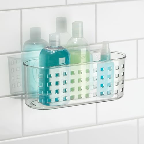 iDesign Hanging Suction Shower Caddy Basket for Bathroom Storage, Set of 2, Clear, Made in USA - style: Pack of 2