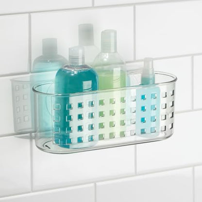 iDesign Hanging Suction Shower Caddy Basket for Bathroom Storage, Set of 2, Clear, Made in USA - style: Pack of 2