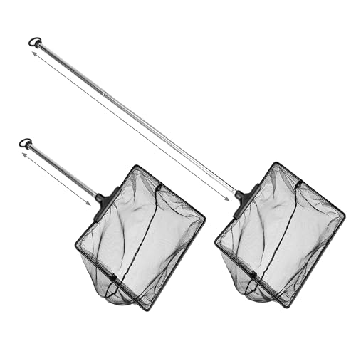 Mogoko Aquarium Fish Net, 10.8" x 16.3" Rectangular Fish Net with 5.5"-16.3" Extendable Telescopic Plastic Handle, Fine Mesh Nylon Fish Tank Accessory - size: 6 inch