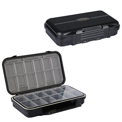 Goture Small Fishing Tackle Box Organizer with Waterproof Technology Fixed Compartments Clear Plastic Lure Bait Storage Case for Saltwater and Freshwater Anglers 7.71 x 4.44 x 1.81 Inches Black