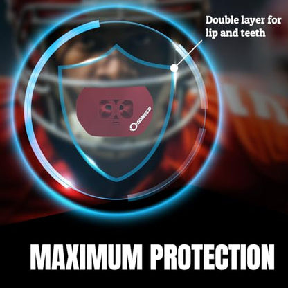 O Shield Core Football Mouth Guard, Detachable Strap - color: Maroon