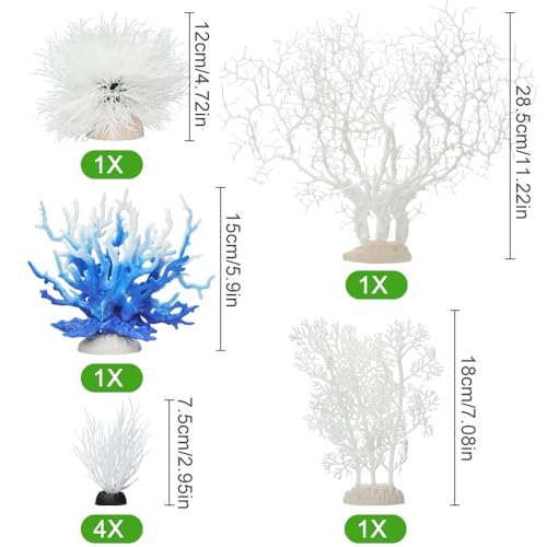 8 Pack Artificial Coral Ornament, Aquarium Plasitc Water Plants for Fish Tank Decorations