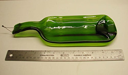 Moss Green Wine Bottle Stick Incense Burner Candle Holder or Serving Platter