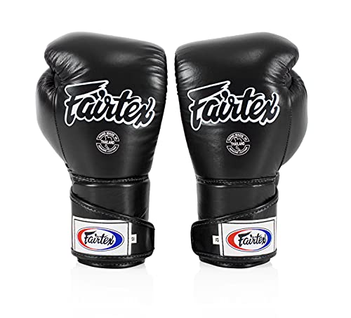 Fairtex BGV6 Angular Boxing Gloves, Locked Thumb Muay Thai MMA Kickboxing - color: Black, size: 14oz