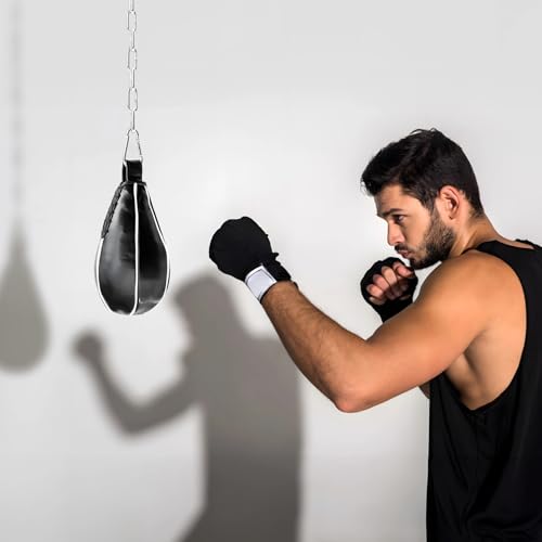 Double End Boxing Ball with Adjustable Chain, Pu Leather Punching Bag for Speed Reflex Training in MMA, Boxing, Fitness