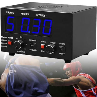 Classic Boxing Interval Timer,Professional Gym Timer,with 1-12 Challenge Rounds and Adjustable Buzzer Alarm, for Kickboxing (Blue) - color: Blue