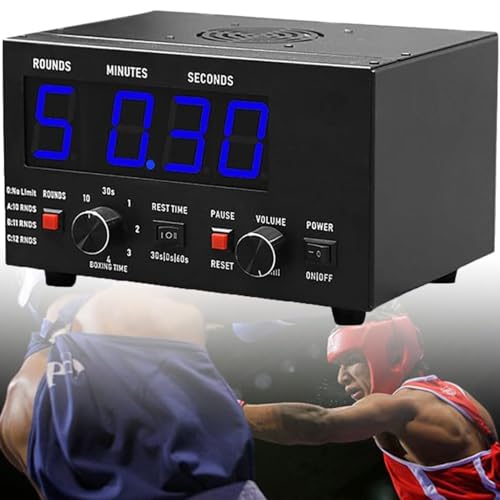 Classic Boxing Interval Timer,Professional Gym Timer,with 1-12 Challenge Rounds and Adjustable Buzzer Alarm, for Kickboxing (Blue) - color: Blue