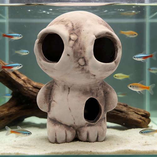M2cbridge Aquarium Ceramic Cave Rock for Betta Shrimp Cichlid Fish Hideout Decor (Monster + Log)