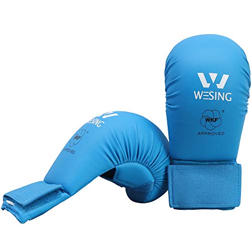 Wesing WKF Sparing Karate Gloves Without Thumb Protection Blue Red - color: Blue, size: Small