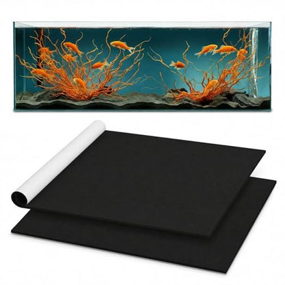 2 Pcs 48 x 24 Inch Aquarium Fish Self Leveling Mat for Under Tank 5mm Thick Foam Compressible Neoprene Mat with Adhesive Backing Shockproof Waterproof Easy to Cut Stability, Black