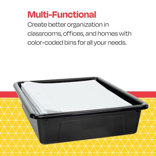 Storex Storage Tray, Letter Size, 10 x 13 x 3 Inches, Black (1 Tray only) - size: 13" x 10" x 3"