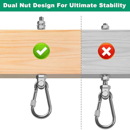 SELEWARE 2Pcs Heavy Duty Swing Hangers, 1500LB Capacity Stainless Steel Swing Set Hooks for Wood/Steel Beam, 7" x M2/5" Porch Swing Hardware for Playground Swing Hammock Chair Yoga Swing Punching Bag - color: 2 Pack Swing Hangers (7" X M2/5" Threaded Rod)