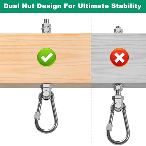 SELEWARE 4Pcs Heavy Duty Swing Hangers, 1500LB Capacity Stainless Steel Swing Set Hooks for Wood/Steel Beam, 7" x M2/5" Porch Swing Hardware for Playground Swing Hammock Chair Yoga Swing Punching Bag - color: 4 Pack Swing Hangers (7" X M2/5" Threaded Rod)