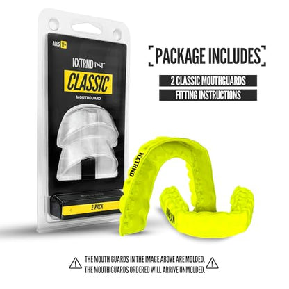 2 Pack Nxtrnd Classic Mouthguard, Custom Fit Sports Mouthpiece for Football, Boxing, MMA, Basketball, Hockey, Lacrosse, Youth & Adult (Neon Yellow) - color: Neon Yellow