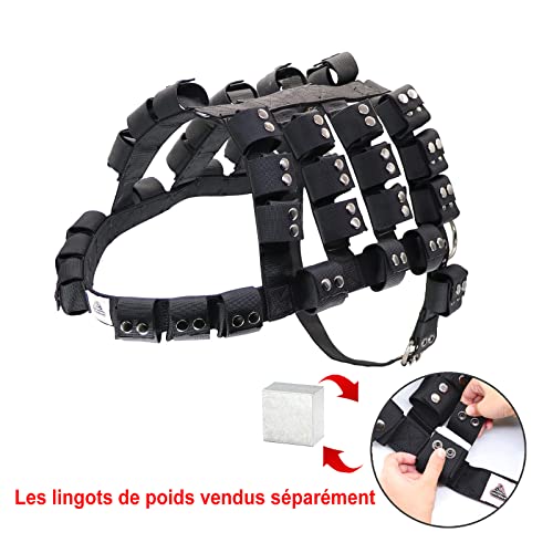 Weighted Tactical Dog Vest, No Pull Harness Symmetric Weight Pockets for Muscle & Weight Loss, Fit Pitbull GSD Husky, Heavy Nylon Service Harness Black - size: Dog's Waist 36.0"-43.0" | VEST ONLY