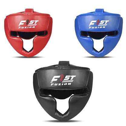 Boxing Head Guard, Maya Hide Leather Headgear Protection Adjustable Kickboxing Muay Thai MMA Training Taekwondo - color: Red, size: Large/XL