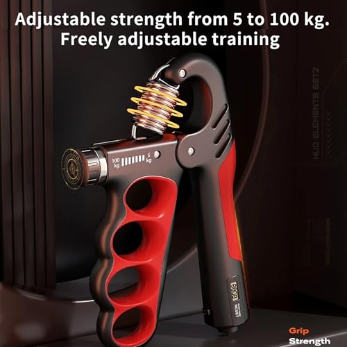 Grip Strength Trainer with Adjustable Resistance & Automatic Counter - color: Gray