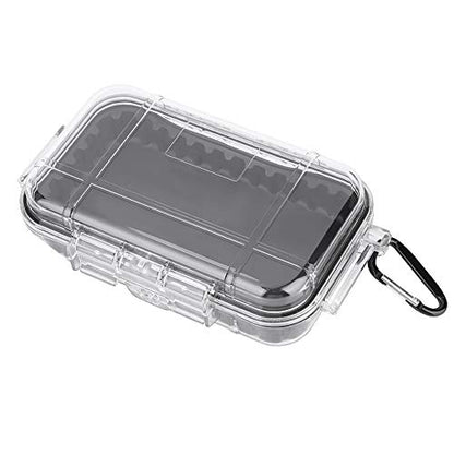 Small Waterproof Storage Case, Outdoor Survival Waterproof Dry Box Protective Case Shockproof Airtight Carry Box Container Floating Hard Shell for EDC Tools Phone Keys Watches Travel Fishing - color: transparent