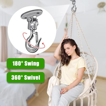 SELEWARE Heavy Duty 1000LB Capacity Stainless Steel Ceiling Swing Mount | 360° Swivel Swing Hangers, Swing Hooks for Aerial Yoga Porch Swing Hammock Chairs Porch Swing Punching Bags - color: C: 360° Swing Hanger ( 1 Pack )