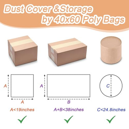 4 Pcs Large Clear Plastic Storage Bags - 2.4 Mil Heavy Duty Thick Extra Large 40x60 Moving Bags for Luggage Cover Suitcase Furniture Clothes Dust Protection,Reusable Transparent Home Storage