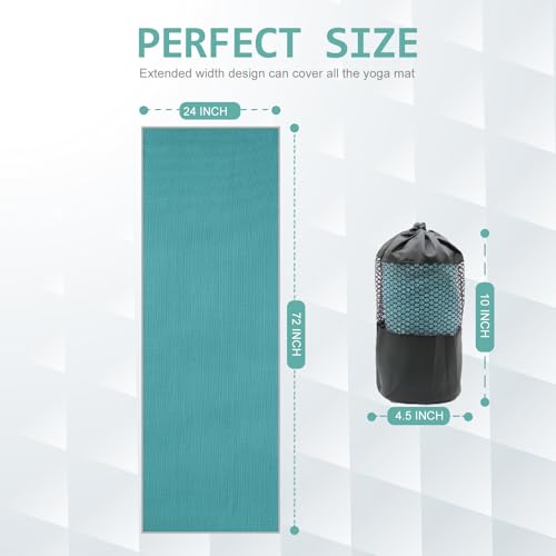 Eunzel Yoga Towel,Hot Yoga Mat Towel with Grip Dots Sweat Absorbent Non-Slip for Hot Yoga, Pilates and Workout 24" x72", Dark Cyan - color: Dark Cyan