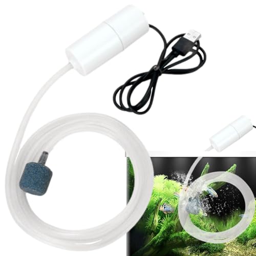 Tiny Water Pump - Noiseless Submersible Water Pump with Stable Air Release - 5V USB Small Oxygenator for Small Fish Farming Fish Tank - color: White