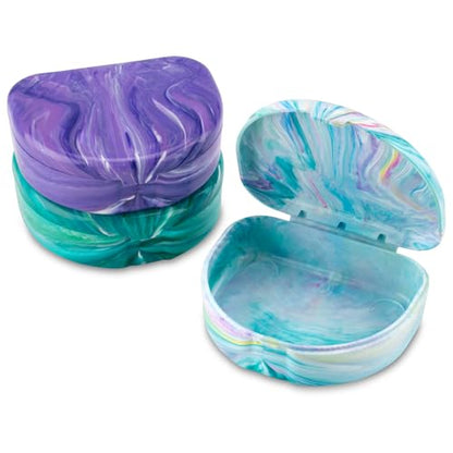 Practicon Marble Retainer Cases, Orthodontic Aligner Case, Mouth Guard Holder (3 Pack) (Mermaid) - color: Mermaid