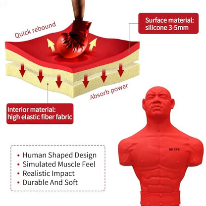 Heavy Duty Punching Bag Stand, Free Standing Boxing Dummy for Home Gym - color: RED-2