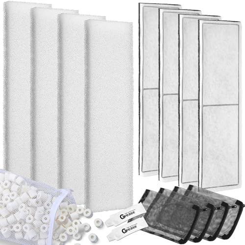 15 Pcs Underwater Filter Media Compatible with Fluval U4, Including 4 Biological Foam Mat, 4 Poly/Carbon, 500g Bio-Ring, 4 Mesh Bags, 2 Grease, Maintenance & Replacement Filter Media Kit - size: Compatible with Fluval U4