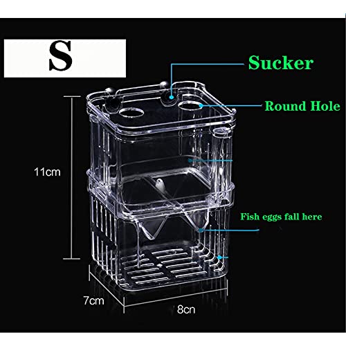 Aquarium Fish Breeder Box Plastic Fish Isolation Breeding Box Hatching Incubator Box for Baby Fish Shrimp Clownfish Guppy （S）