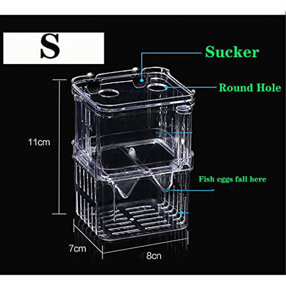 Aquarium Fish Breeder Box Plastic Fish Isolation Breeding Box Hatching Incubator Box for Baby Fish Shrimp Clownfish Guppy （S）