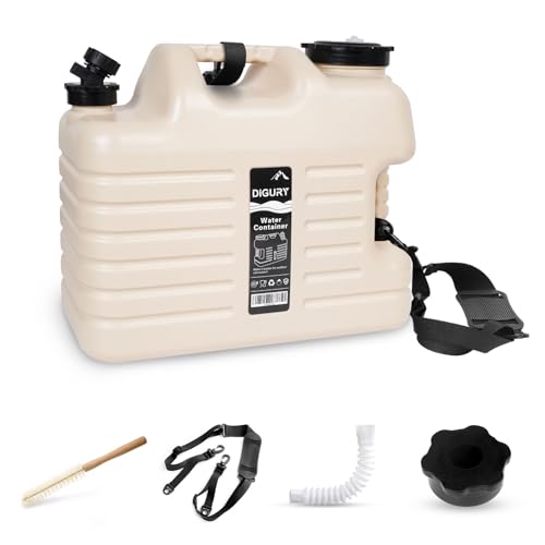 Digury 5 Gallon Water Jug, Camping Water Container BPA Free Water Storage with Spigot No Leakage Portable Emergency Water Tank for Outdoor Hiking Camping Picnic Supplies Beige - color: Beige, size: 640 Ounces