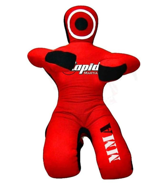 Grappling Dummy for MMA, BJJ & Wrestling – 5FT/6FT Unfilled Training Dummy with Moveable Arms & Legs for Judo & Throw Practice - color: Red-Black-Sit, size: 6 ft-72 inch