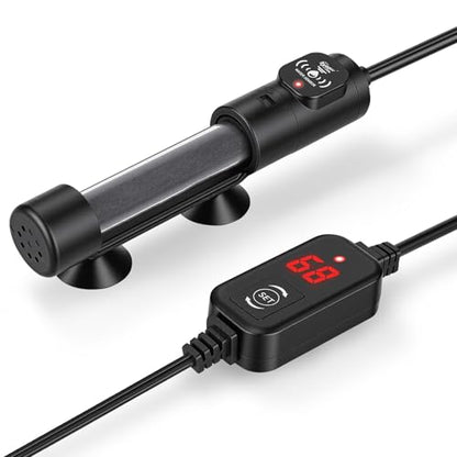 hygger Submersible Aquarium Heater, Small Adjustable Fish Tank Heater with 2 Suction Cups, Temperature Controller, Over-Temperature Off-Water Protection for Saltwater Freshwater (25W, 2-5 Gallon)