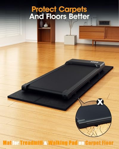 Treadmill Walking Pad Mat for Carpet, for Hardwood Floors, 68"x24", Mat for Under Treadmill/Walking pad/Bike on Carpet, 1/5" Thick Exercise Equipment Mat, No Slip, Noise Shock Absorption (Pack of 2) - size: 68.1"L x 24"W x 0.2"Th (Pack of 2)