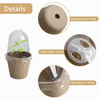 20pcs Biodegradable Plant Nursery Pots with Humidity Dome, 2.3" Seed Starter Pots for Seedlings, Vegetables