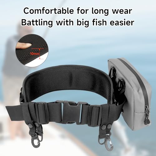 SANLIKE Fishing Belt Rod Holder Wading Fly Fishing Belt Kit Adjustable Fighting Waist Belt with Detachable Tackle Bag, Belly Rod Holder, Multi-Hook Design, Fishermen Tackle for Saltwater Surf