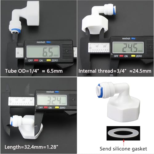 VistaraEonova 3/4"F to 1/4" Tube Elbow Push-Fit Adapter, 3 Pcs | Plastic dual connector for garden hoses, RO filter hoses, pre-purifiers & water purifiers.