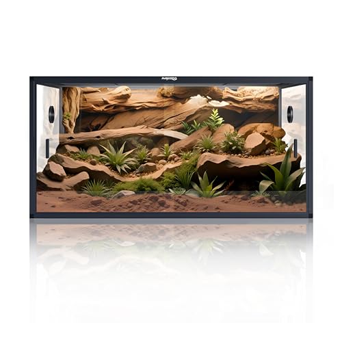 120 Gallon Bearded Dragon Tank,48" x 24" x 24" Reptile Tank with Sliding Door Top Screen Ventilation, Front Opening Reptile Enclosure for Easy Maintenance - color: Ultimate Black, size: 120 Gallon