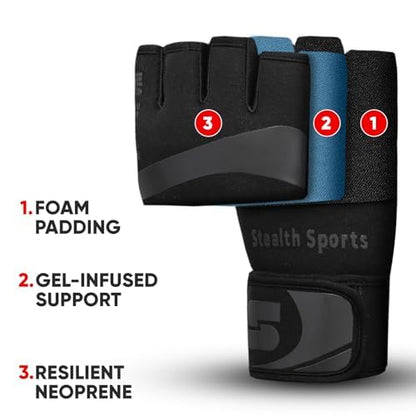 Boxing Inner Gloves Neoprene Wrist Support Padded Gel Wraps Hand Protection Boxing Bag Hand Wraps for Punching MMA Martial Arts Muay Thai Speed Bag Training – Under Mitts - size: X-Large