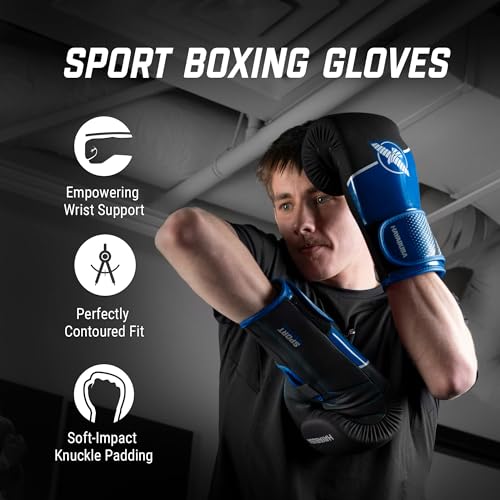Hayabusa Sport Boxing Gloves - Dual-Splinted - color: Blue/ White, size: 16oz