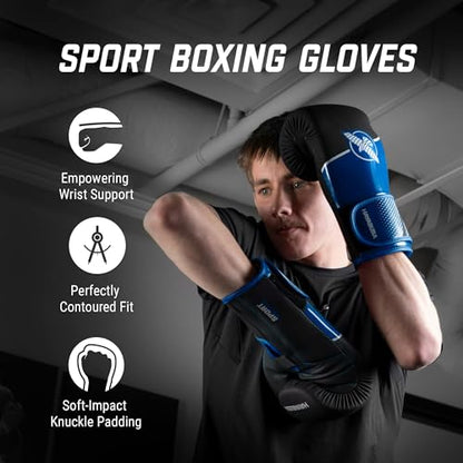 Hayabusa Sport Boxing Gloves - Dual-Splinted - color: Blue/ White, size: 14oz