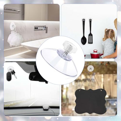 12 PCS Suction Cups, 40mm Strong Suction Cup with M5 Metal Screw Rods and Nuts Clear PVC Heavy Duty Suction Cup Holder Plastic Sucker Pads Without Hooks for Bathroom Wall Door Glass Window Car Shade