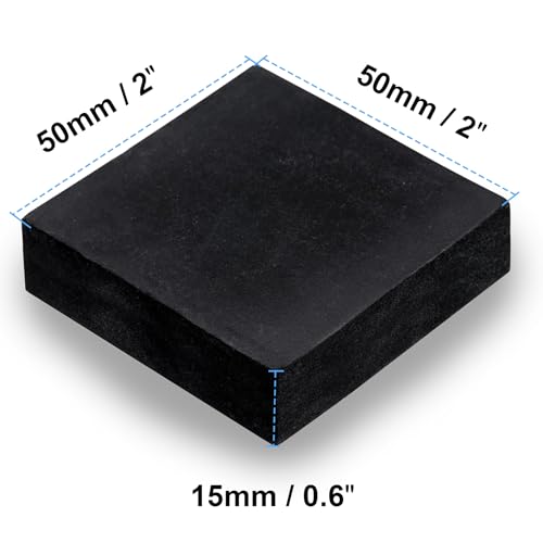 Rubber Blocks Anti-Vibration Hard Pads 2"/ 50mm Square Non-Slip Vibration Damping Mats for HVAC Air Compressor AC Units - 4 PCS 2" x 2" x 0.6" (15mm TH) - size: 0.6"/ 15mm Thickness