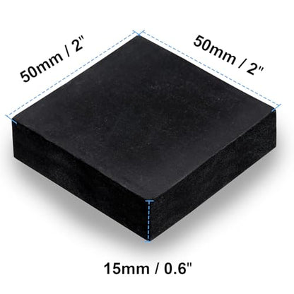 Rubber Blocks Anti-Vibration Hard Pads 2"/ 50mm Square Non-Slip Vibration Damping Mats for HVAC Air Compressor AC Units - 4 PCS 2" x 2" x 0.6" (15mm TH) - size: 0.6"/ 15mm Thickness