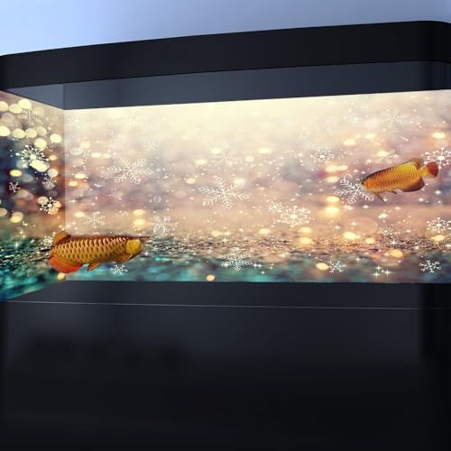 24X16IN Winter White Snowflakes Aquarium Background, Abstract Shiny Light Wonderland Fish Tank Decorations Background, Christmas Art Terrarium Background - size: 24X16in/60X40cm