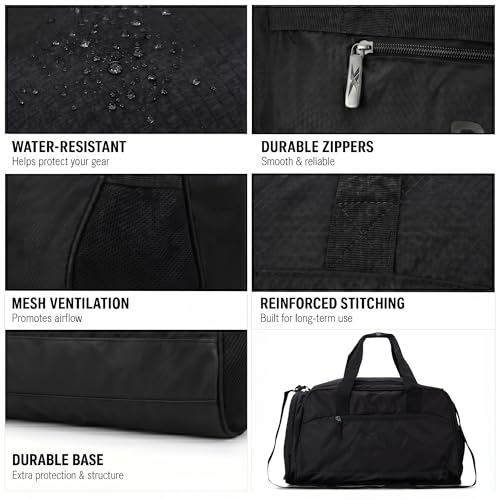 Reebok Lightweight Unisex Carry On Gym Duffle Bag for Men & Women, Sports - color: Hamilton Black