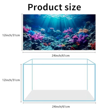 3 Pack Aquarium Background, 24x12 inches Polyester Aquarium Background, Cloth Fish Tank Background, Undersea Corals Sunshines & Rock Aquatic Plants - size: 24x12 Inch
